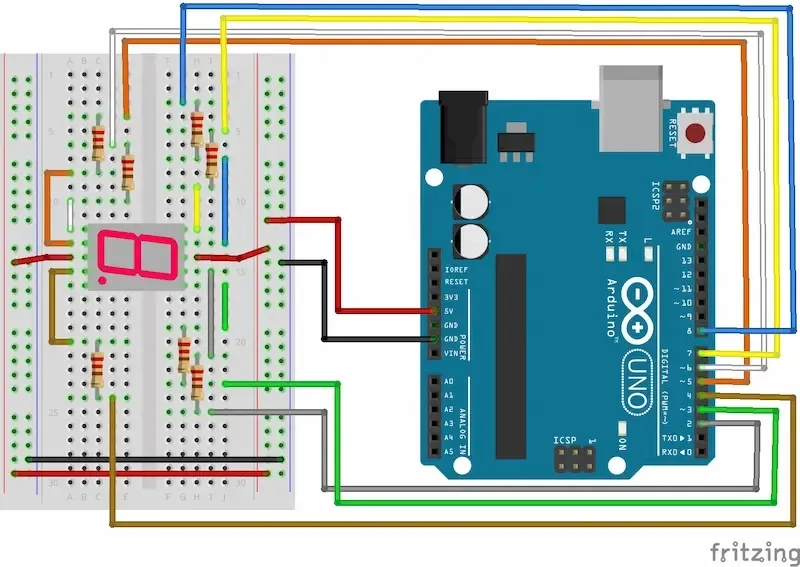 arduino connection with 7-segment display