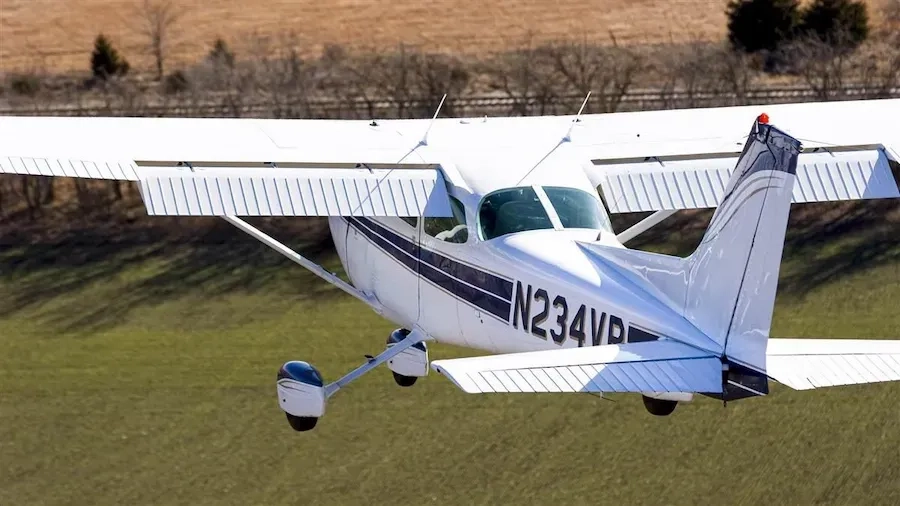 airplane rearview with control surfaces visible