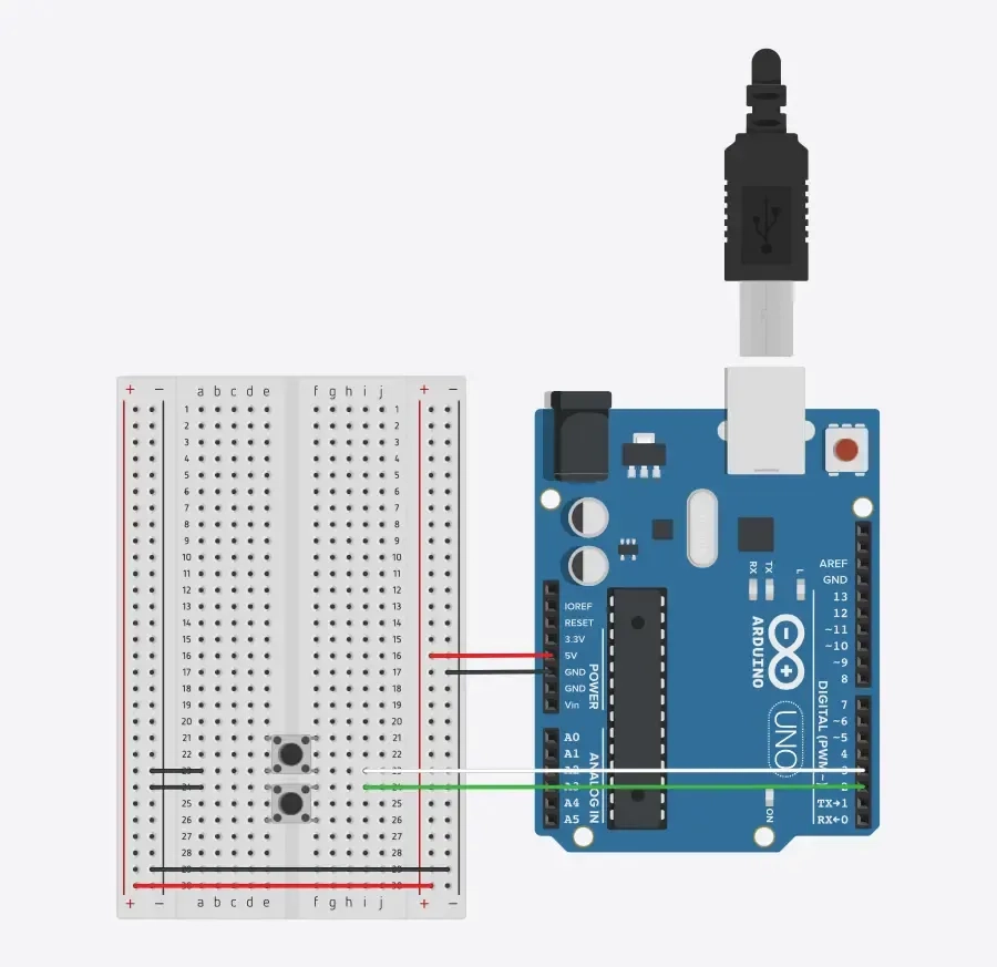arduino board connected to 2 switches
