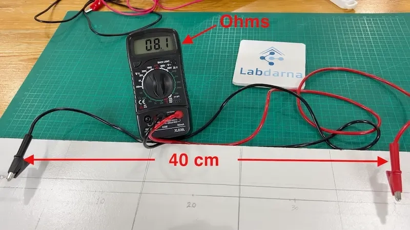 multimeter-reading-40cm-of-hotwire-resistance