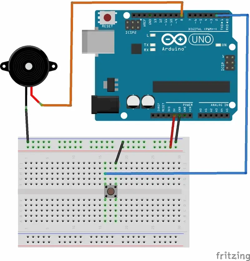 piezo-buzz-with-a-button-on-arduino