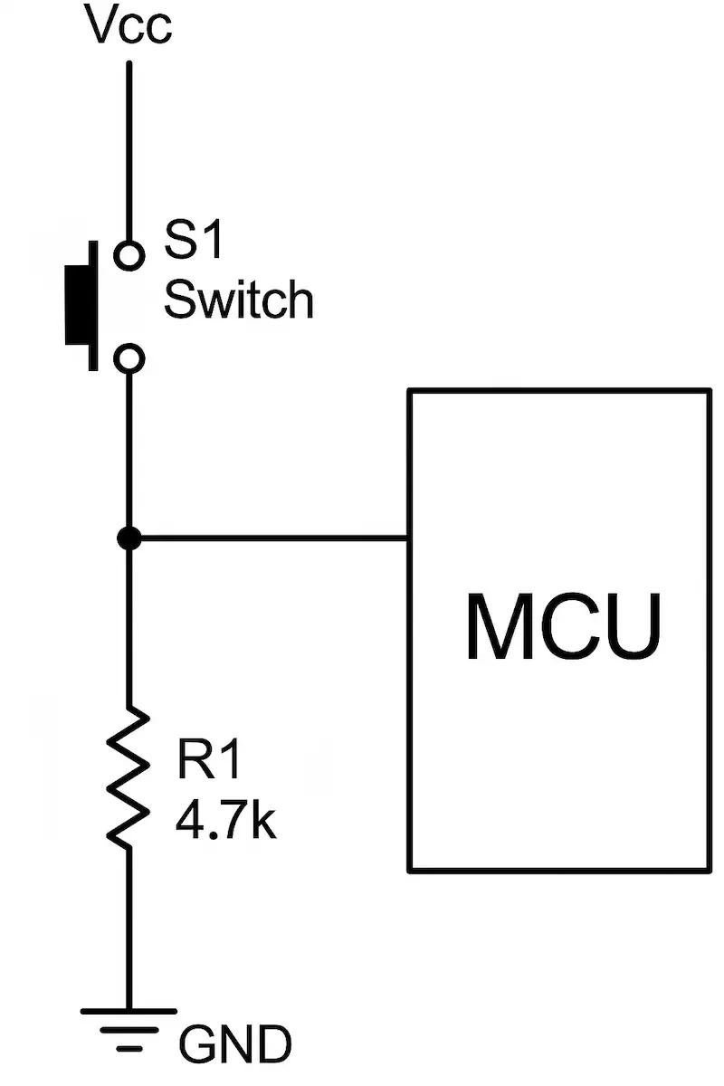 Pull dow resistor connected to MCU