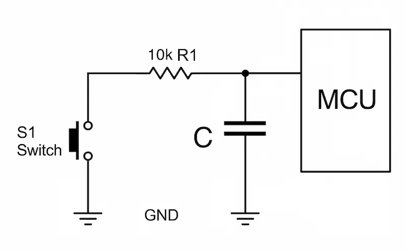 pull-down-resistor-with-debounce-capacitor
