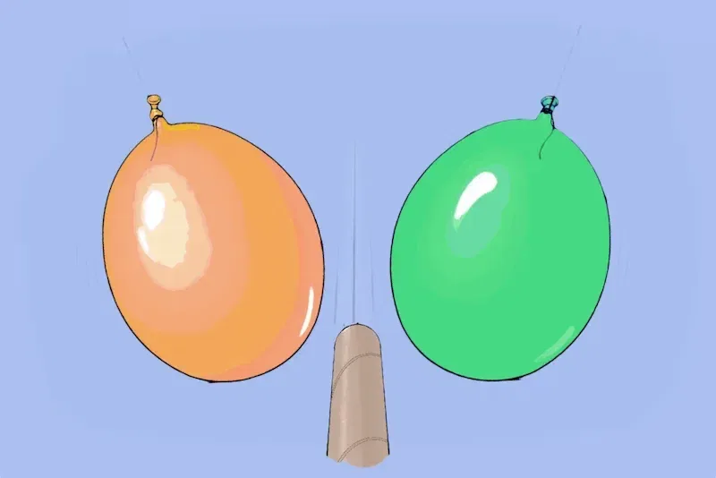 bernoulli balloons demonstration after blowing between