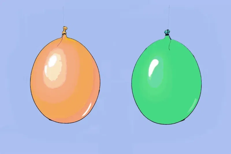 bernoulli balloons demonstration before blowing between