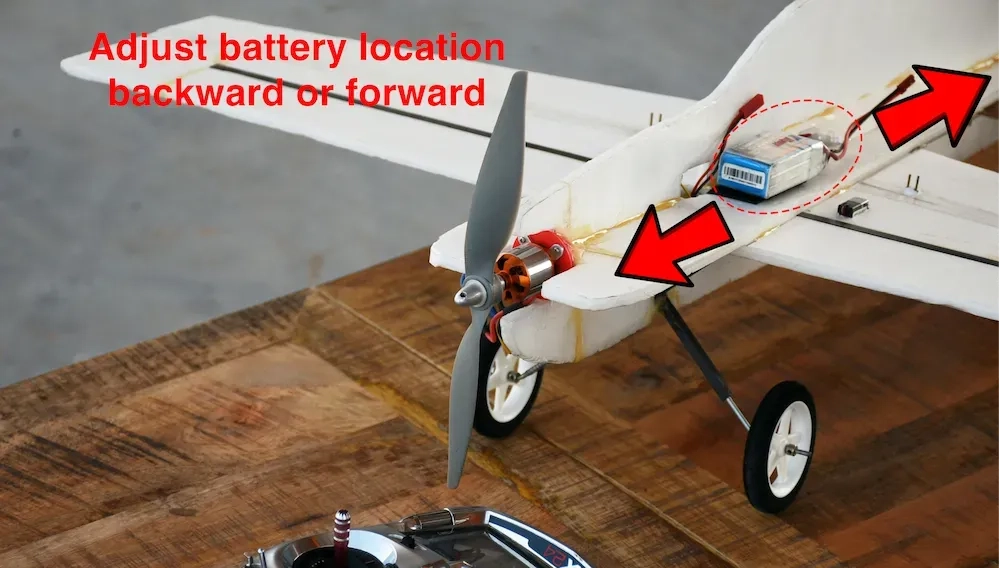 Adjusting CG by moving the battery forward and backward